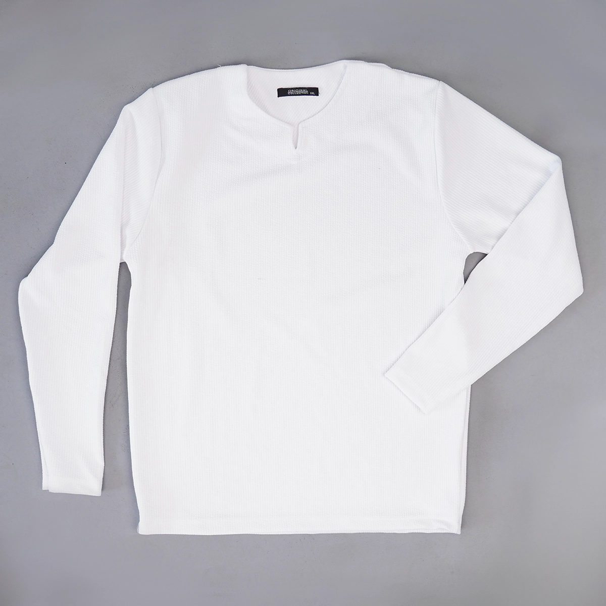 بلوز مردانه سفید یقه کوبایی مدل Etron